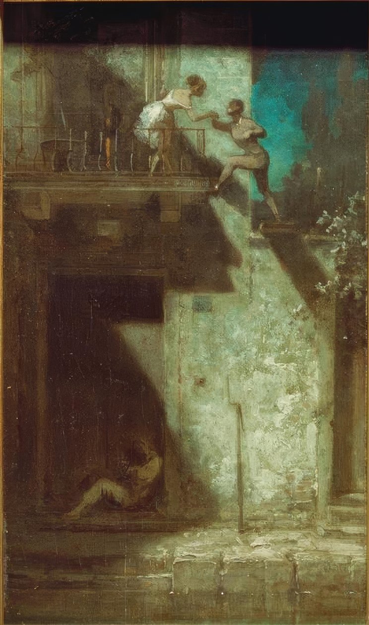 Nachtelijke ontmoeting door Carl Spitzweg