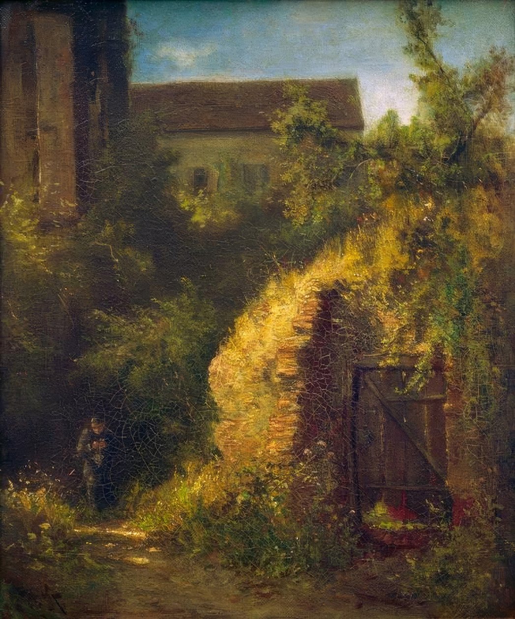 Breidende monnik bij oude kazemat door Carl Spitzweg