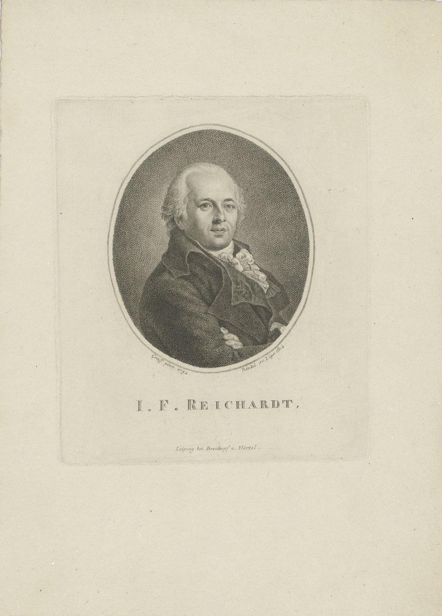 Portret van de componist Johann Friedrich Reichardt 1752-1814, 1814 door Carl Traugott Riedel