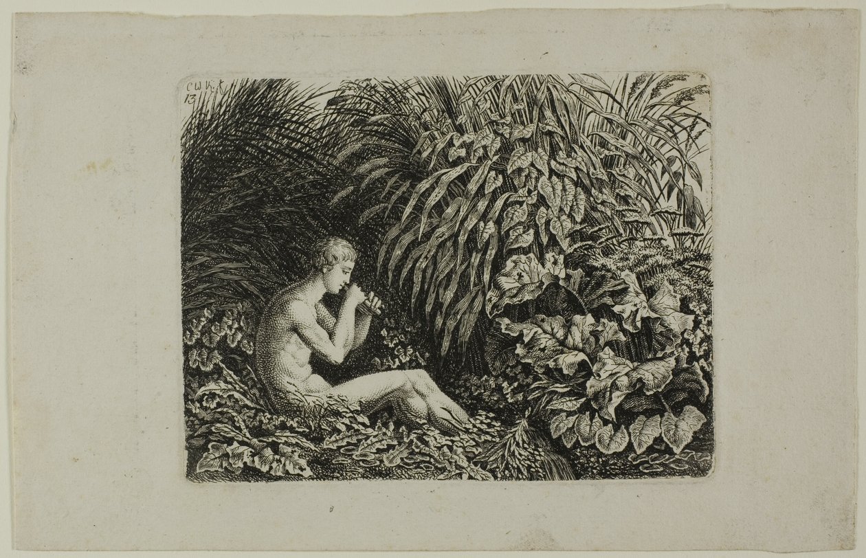Jongeling die Panfluit speelt door Carl Wilhelm Kolbe, the elder