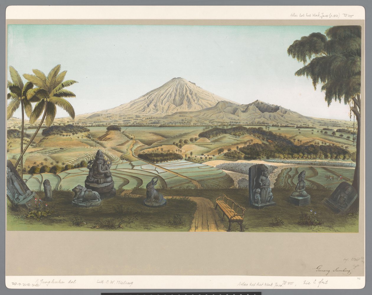 Gezicht op de berg Sumbing op Java door Carl Wilhelm Mieling (possibly)
