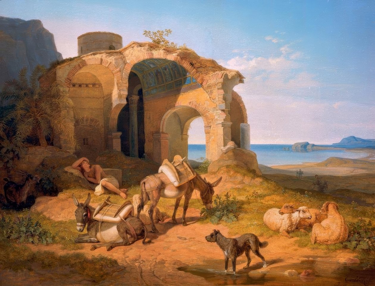 Landschap met de Ruïne van een Byzantijnse Kerk door Carl Wilhelm von Heideck