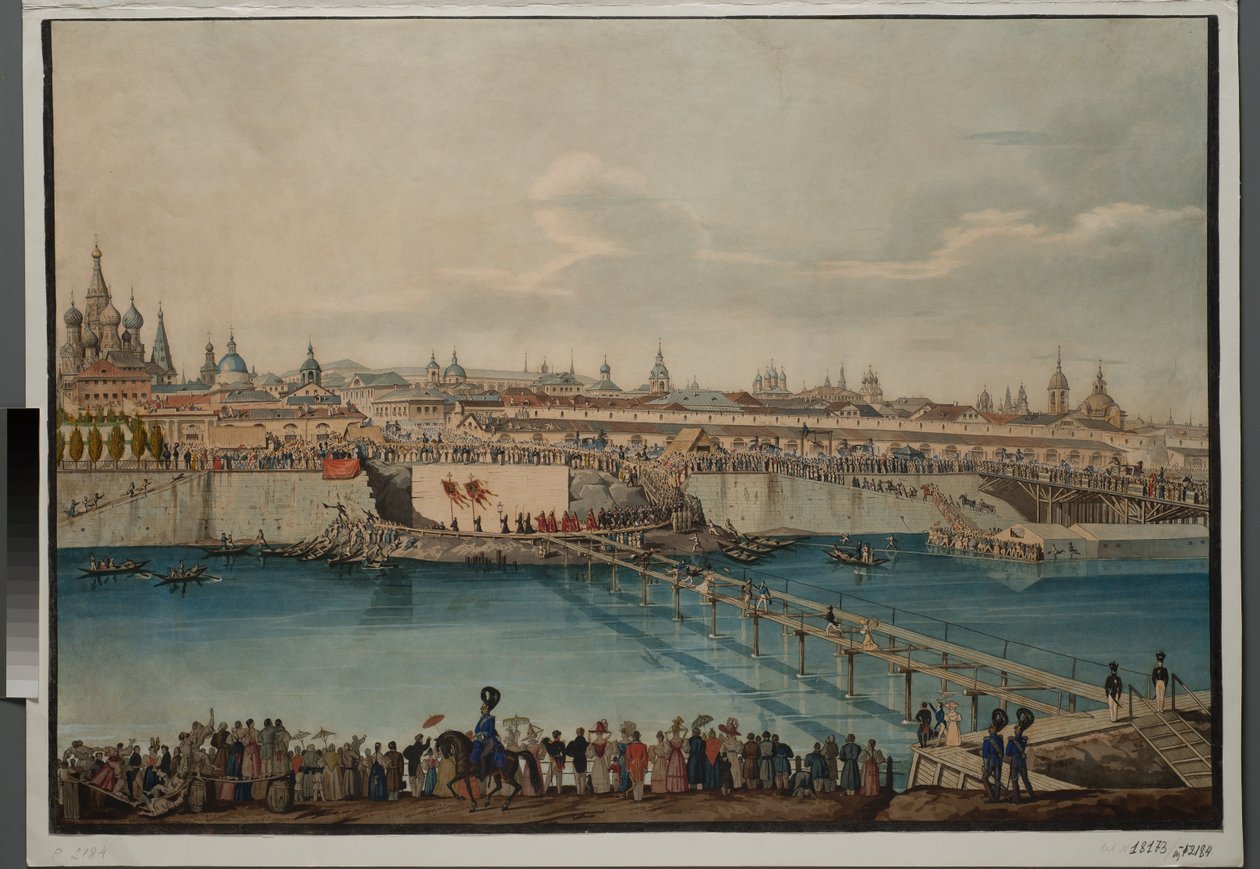 Ceremonie voor het leggen van de eerste steen voor de Moskvoretsky Brug in Moskou, 1830 door Carl von Hampeln