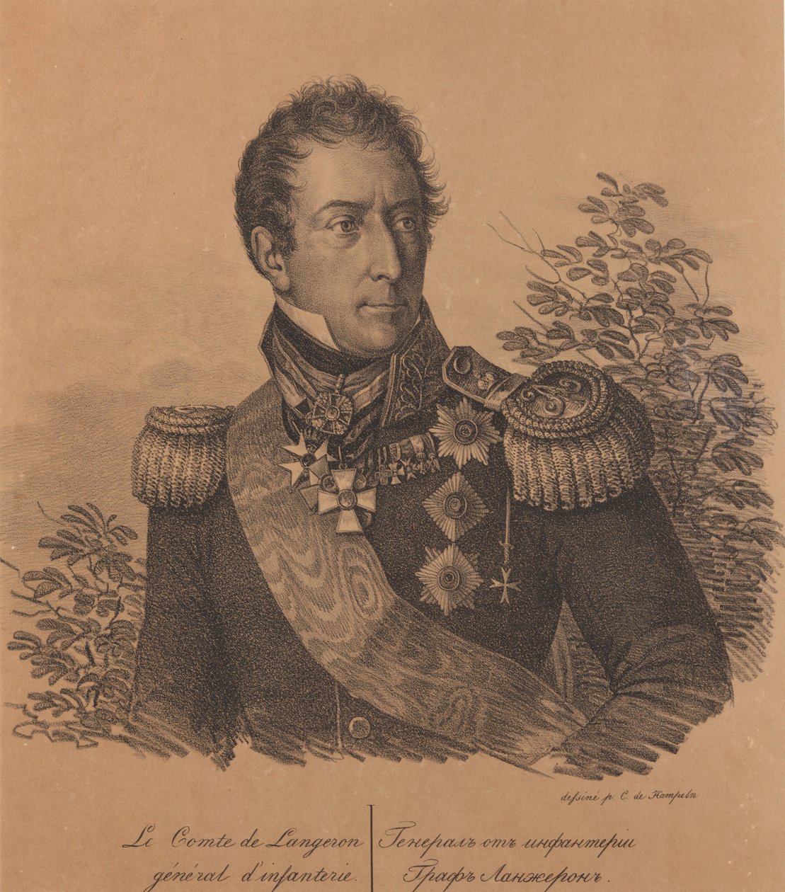 Portret van graaf Alexandre Andrault de Langeron 1763-1831, 1820 door Carl von Hampeln