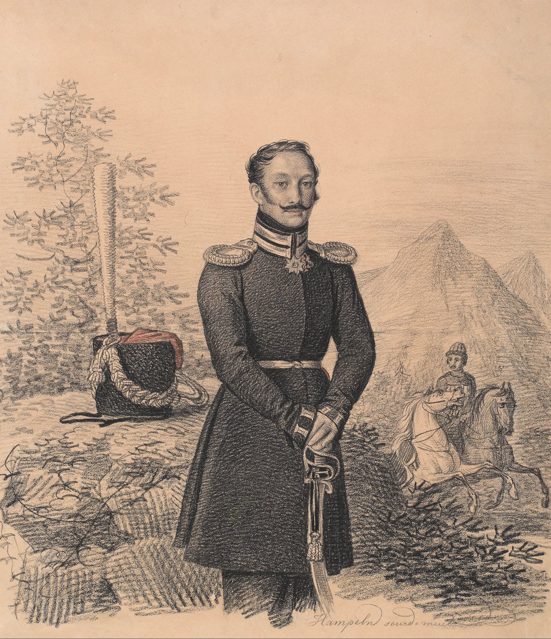 Portret van Fjodor Aleksandrovitsj Bekovitsj-Tsjerkasski, 1791-1833, 1822 door Carl von Hampeln