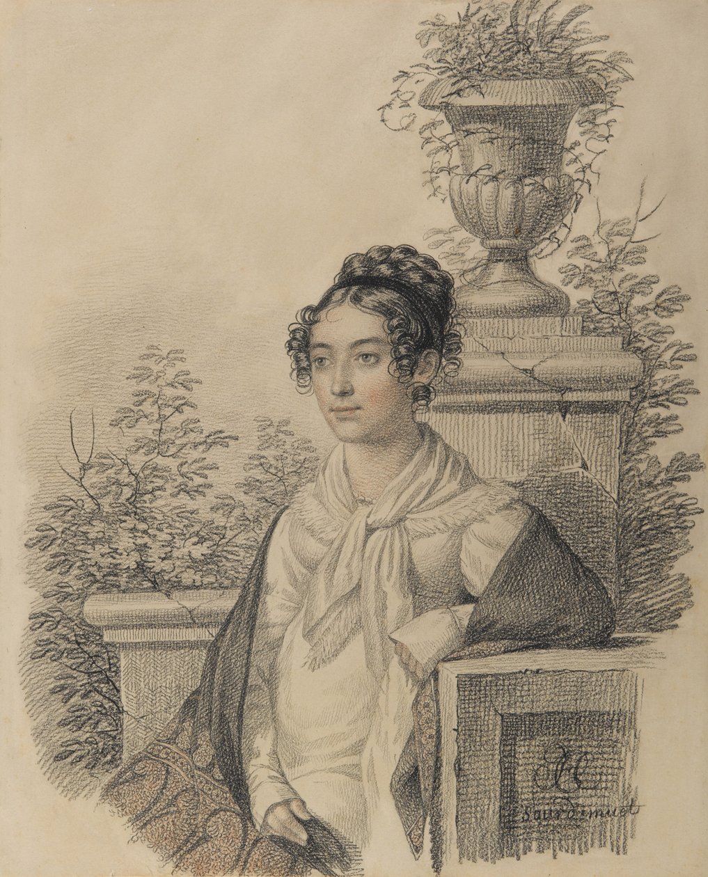Portret van Olga Nikolaevna Kokoshkina, née Rezanova 1802-1828, tussen 1824 en 1828 door Carl von Hampeln