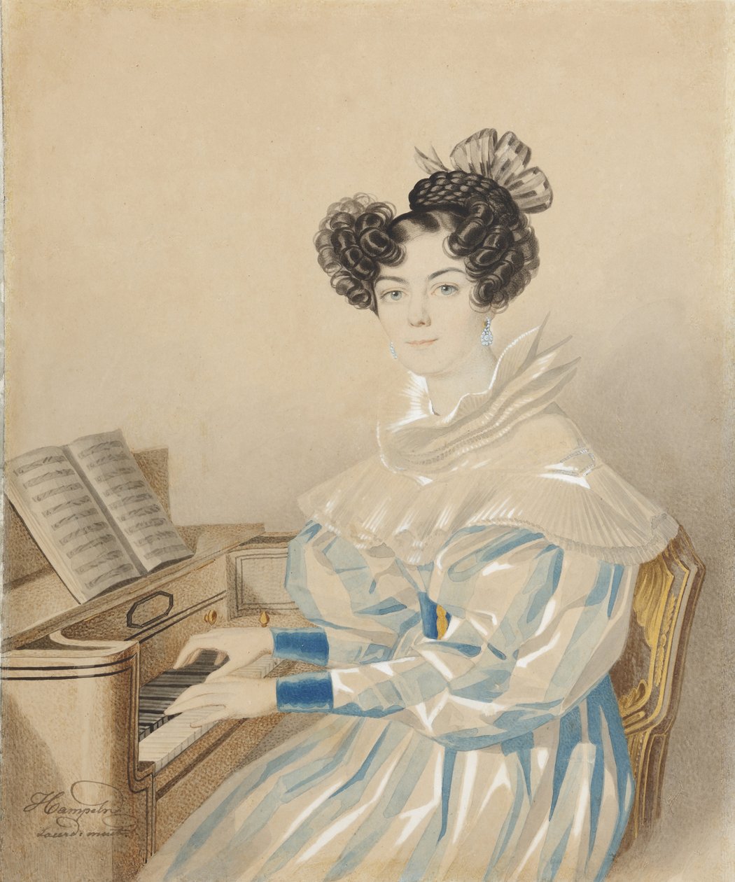 Portret van Tatiana Petrovna Lvova 1789-1848, geboren Poltoratskaya, 1820s door Carl von Hampeln