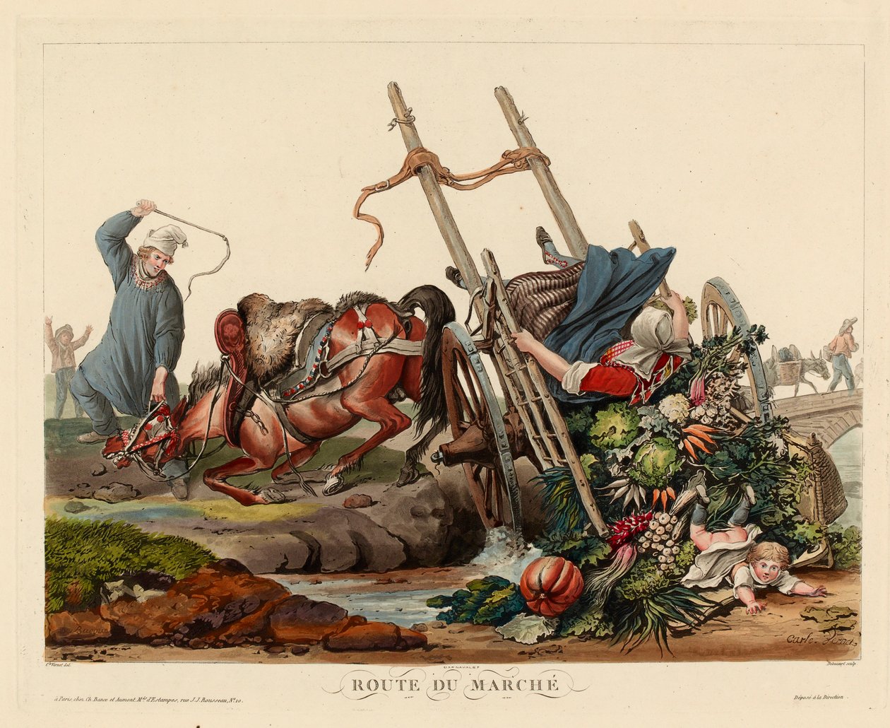 Ongeluk op weg naar de markt door Carle Vernet