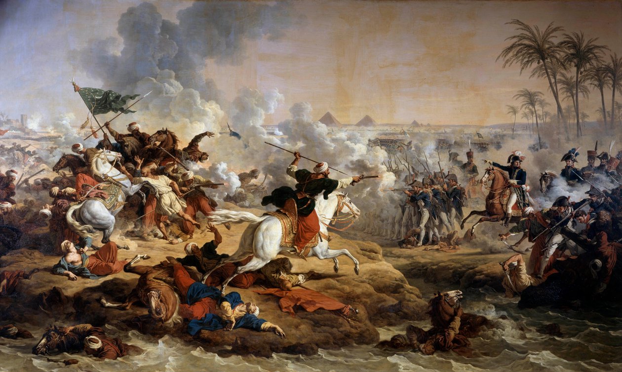 Campagne (Expeditie) van Egypte (1798-1801): De Slag bij de Piramides op 21/07/1798 door Carle Vernet