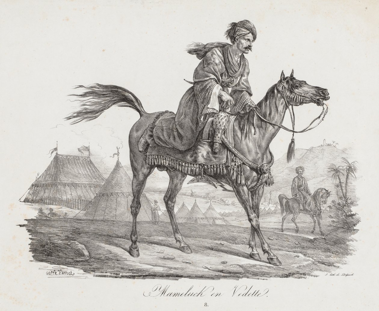 Grote suite van paarden: Bereden Mamelucke, c. 1818 door Carle Vernet