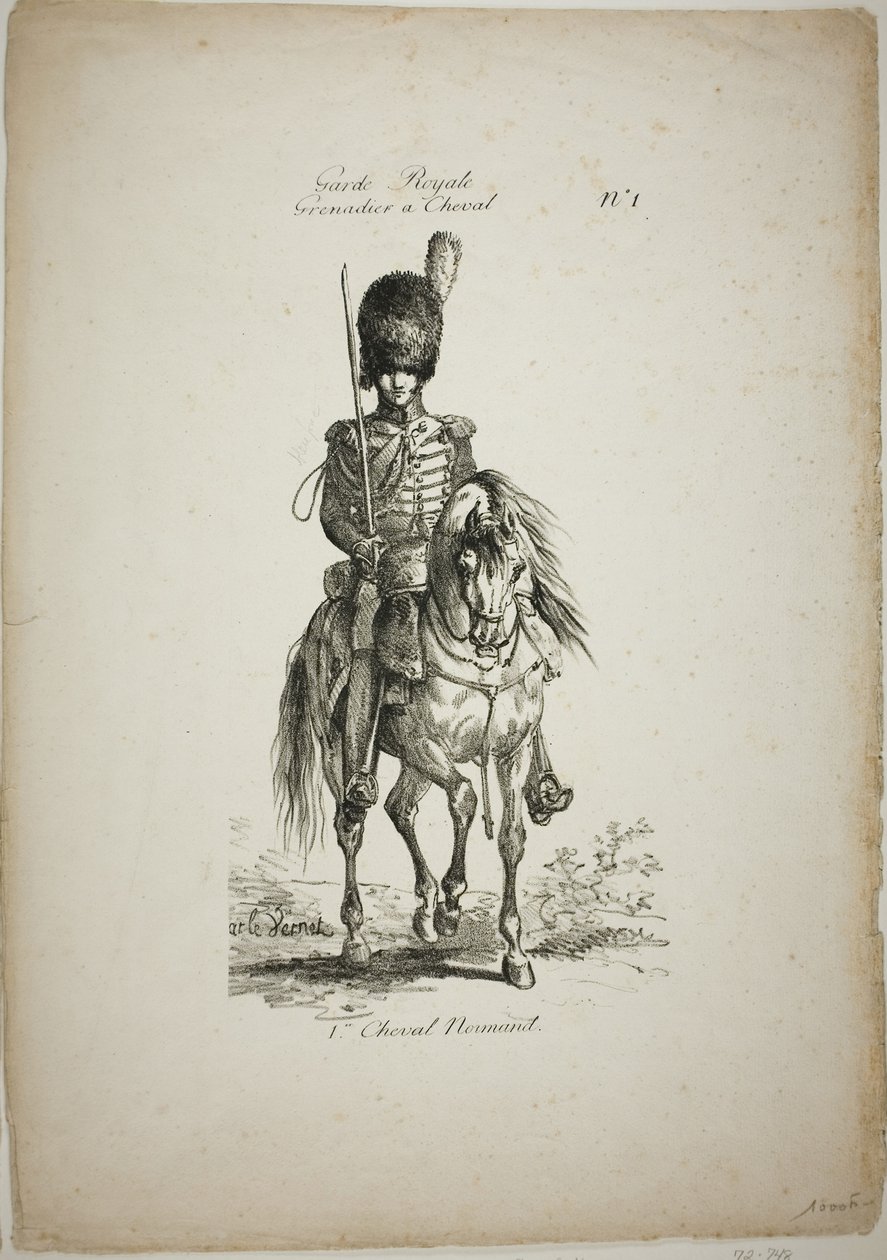 Koninklijke Wacht, Normandische Bereden Grenadier en Paard, Nr. 1 door Carle Vernet