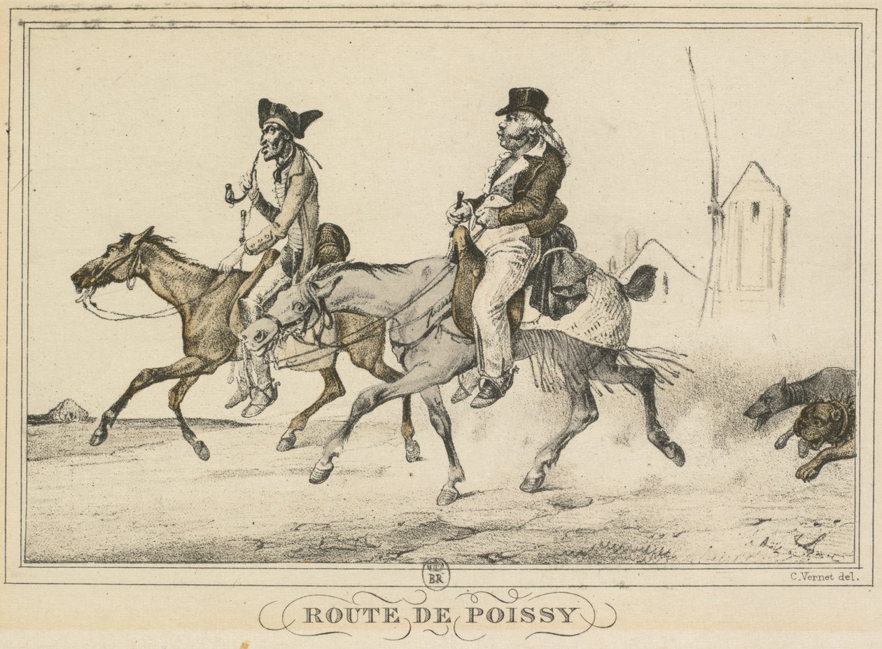 Scènes uit het Dagelijks Leven, Wegen en Paden: Weg naar Poissy door Carle Vernet