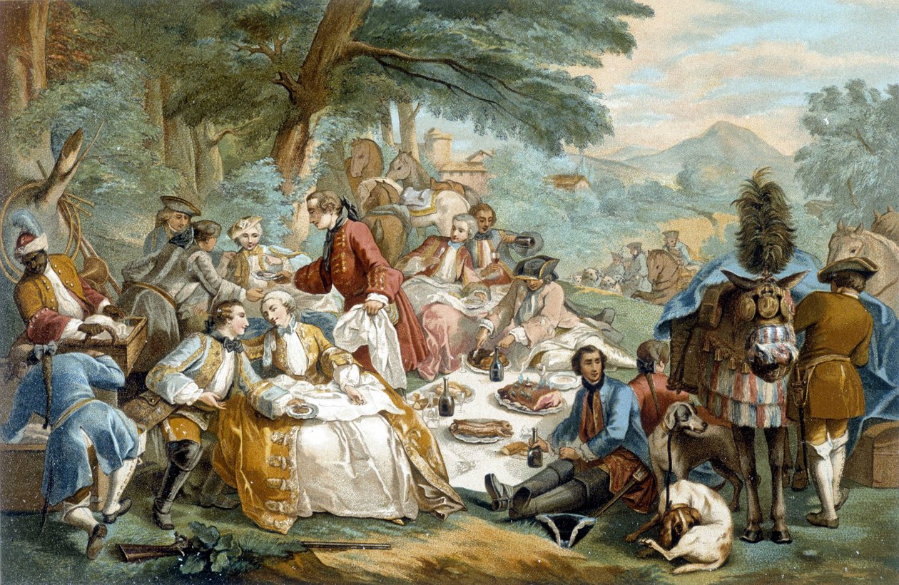 Jachtlunch - naar Carle Van Loo door Carle van (after) Loo