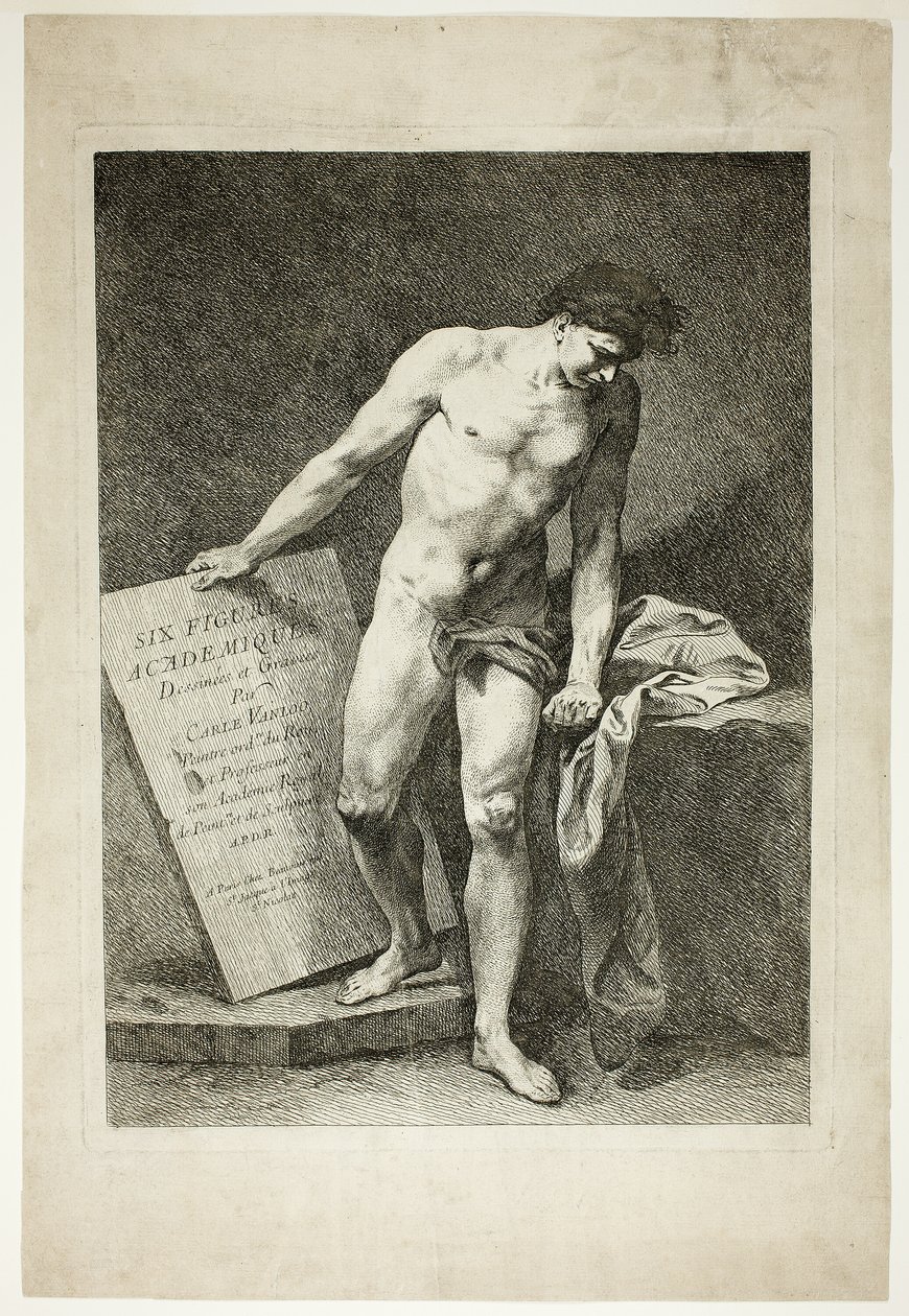 Titelpagina, van Six Figures Académiques (Zes Academische Figuren) door Carle van Loo