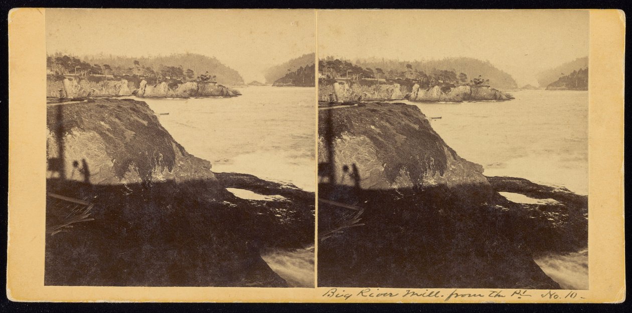 Big River Mill vanaf de Pt. door Carleton E. Watkins