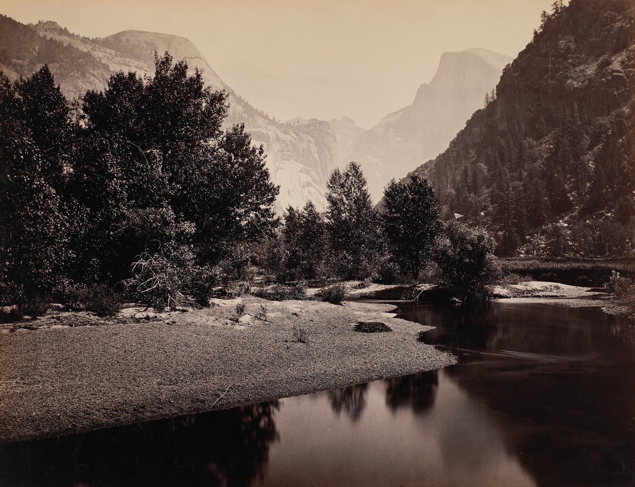 Verre uitzicht op de koepels, Yosemite Valley, Californië door Carleton E. Watkins