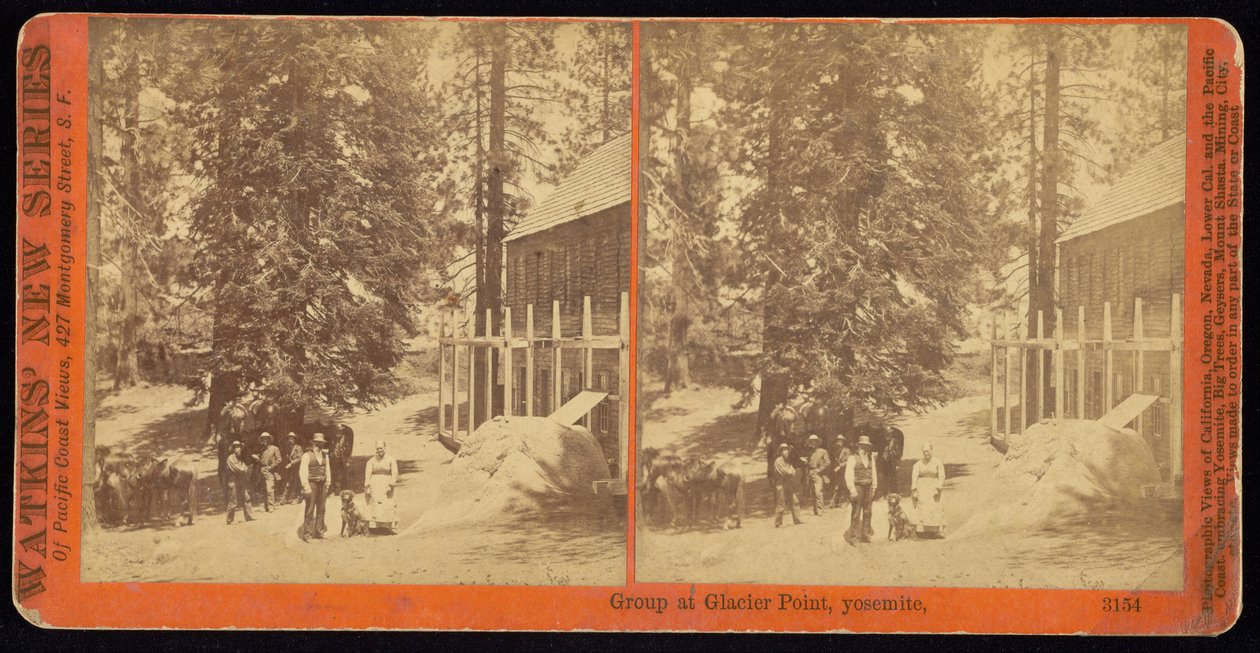 Groep bij Glacier Point, Yosemite door Carleton E. Watkins