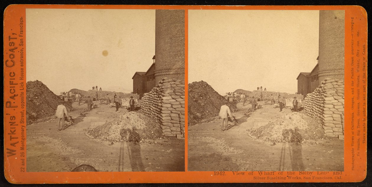 Uitzicht op de Kade van de Selby Lood- en Zilver Smelterij, San Francisco, Cal. door Carleton E. Watkins