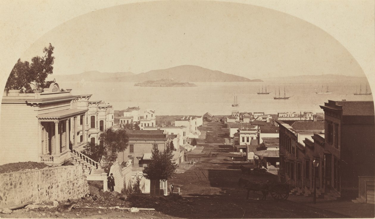 Alcatraz Eiland en San Francisco Baai, Kijkend naar het Noorden door Carleton E. Watkins