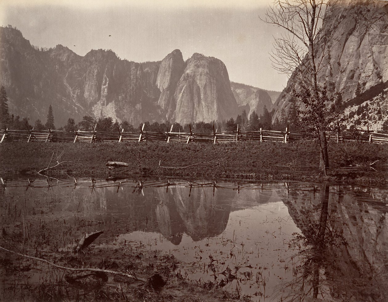 Cathedral Rocks, Yosemite, ca. 1872, gedrukt ca. 1876 door Carleton E. Watkins.