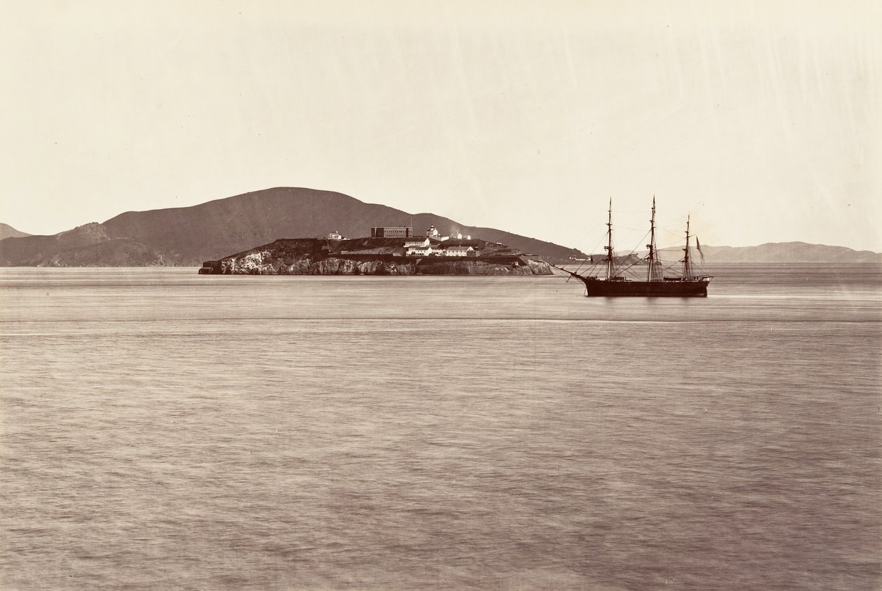 Alcatraz Island, San Francisco, 1868-69, gedrukt ca. 1876 door Carleton Emmons Watkins