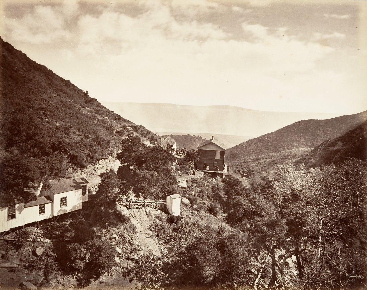Heet Zwavelbronnen, Santa Barbara, 1876, gedrukt ca. 1876 door Carleton Emmons Watkins