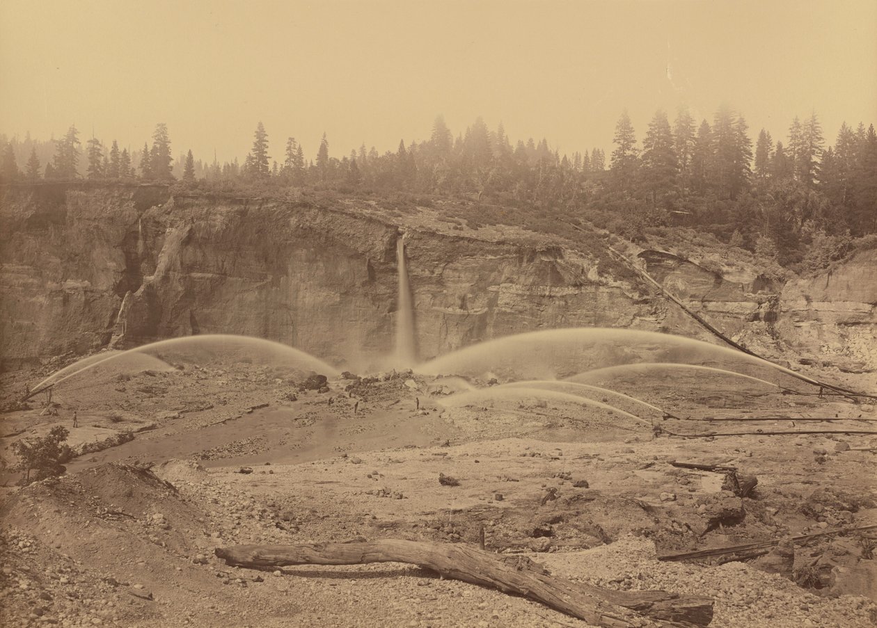 Malakoff Diggins, North Bloomfield, Nevada County,1871 (foto) door Carleton Emmons Watkins