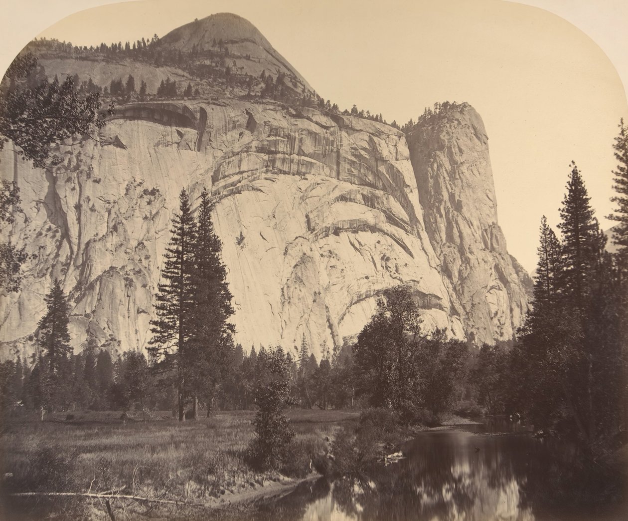 North Dome links - Royal Arches - Washington Column, 1861, Yosemite door Carleton Emmons Watkins