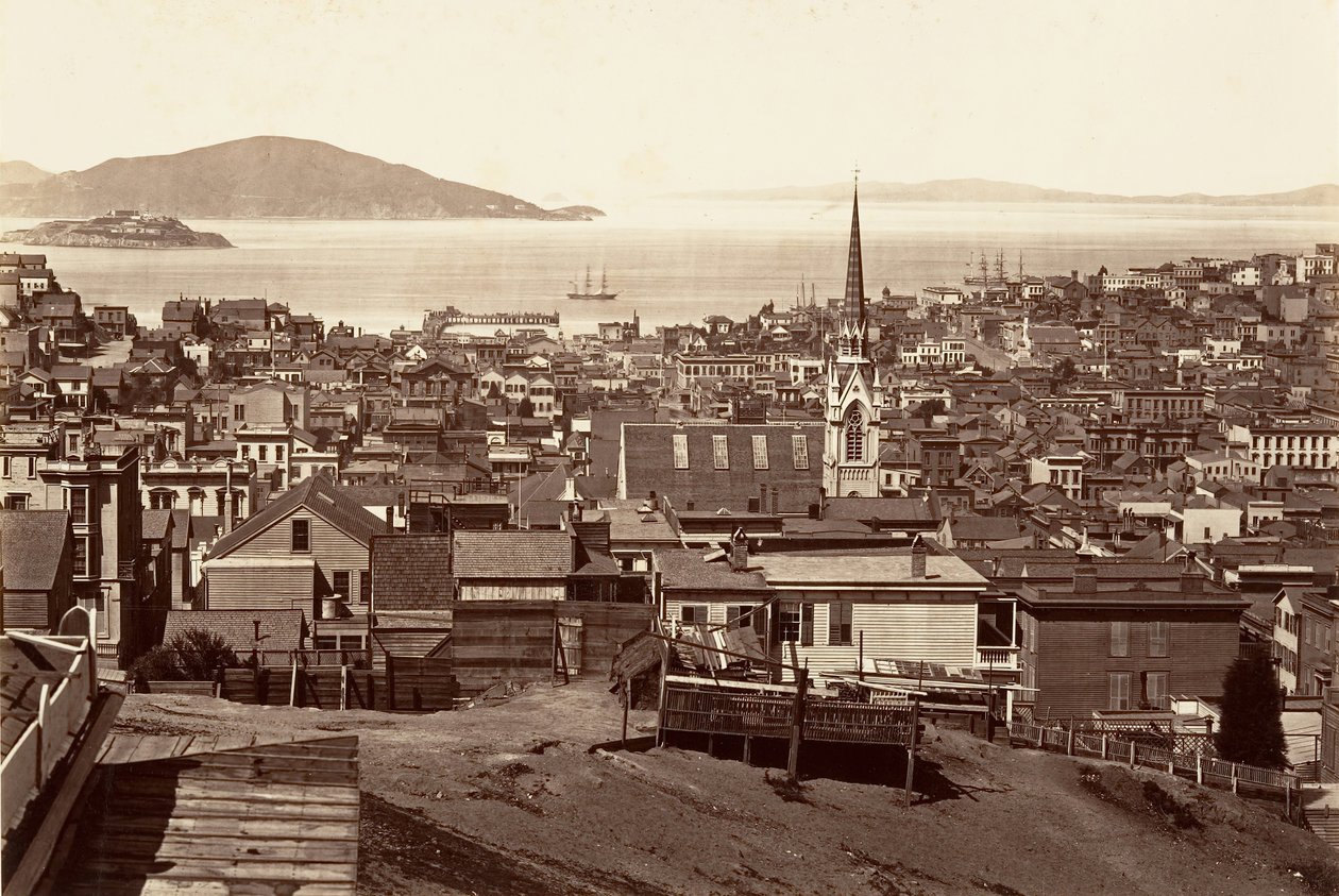 San Francisco, vanaf California en Powell Street, 1864 door Carleton Emmons Watkins