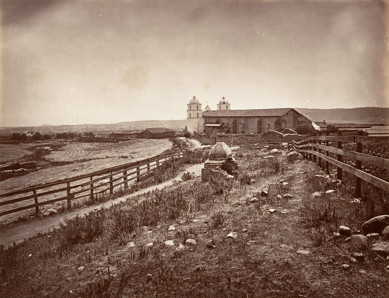 Santa Barbara en Missiekerk door Carleton Emmons Watkins
