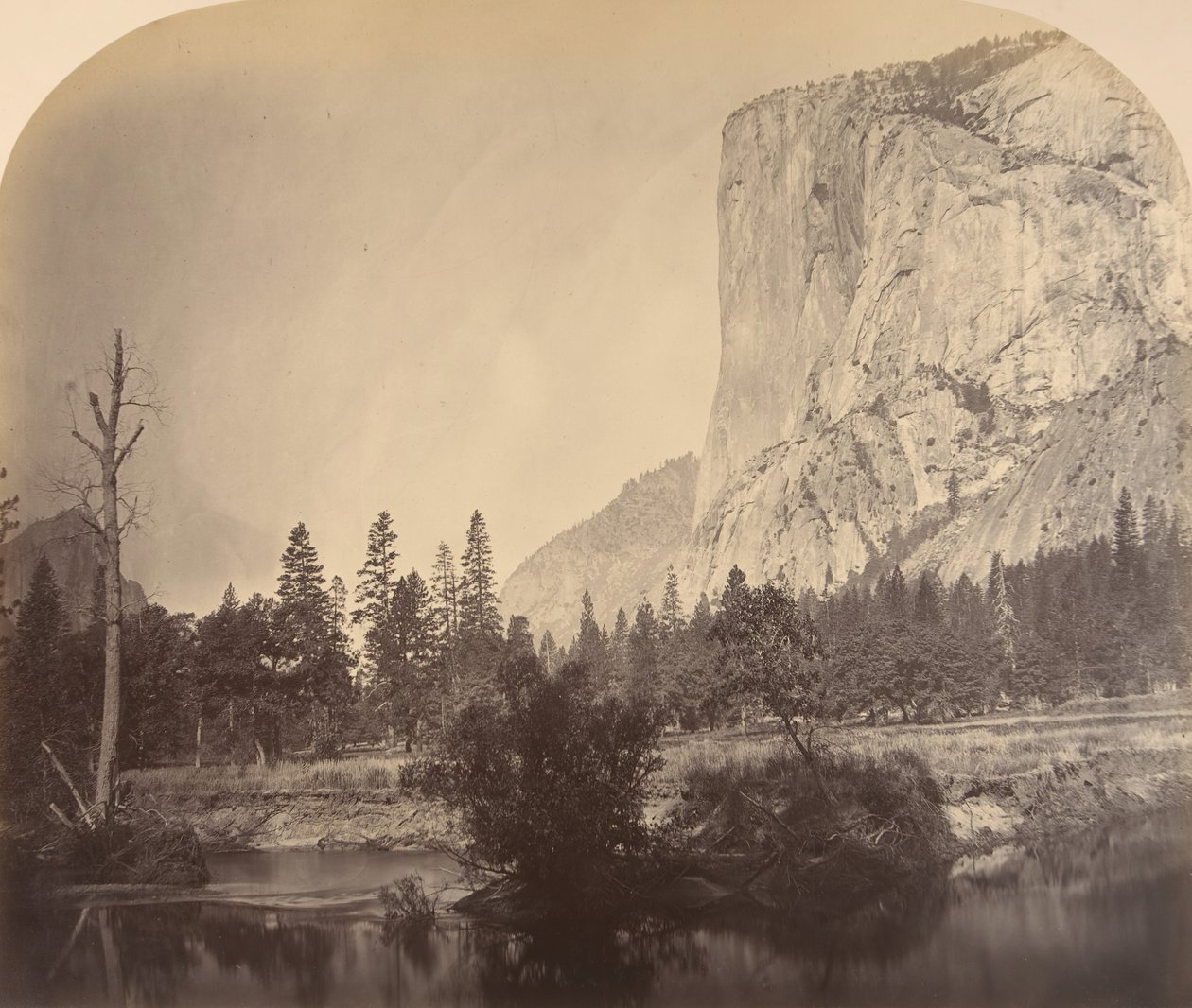 Tutucanula, El Capitan, 4000 voet, 1861 door Carleton Emmons Watkins