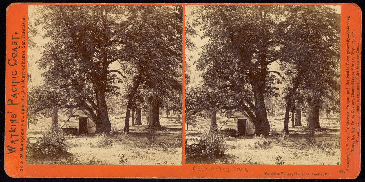 Hut in Camp Grove, Yosemite Valley, Mariposa County, Cal door Carleton Watkins