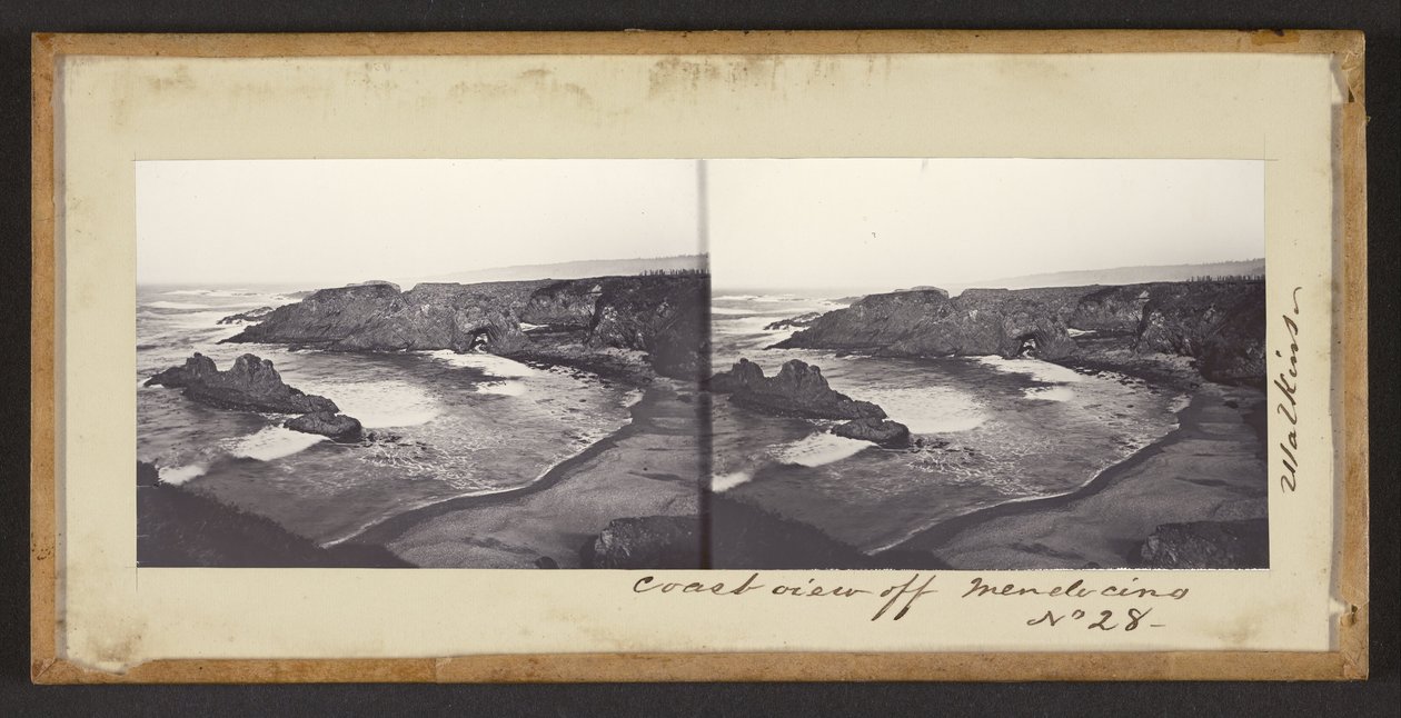 Kustzicht bij Mendocino door Carleton Watkins