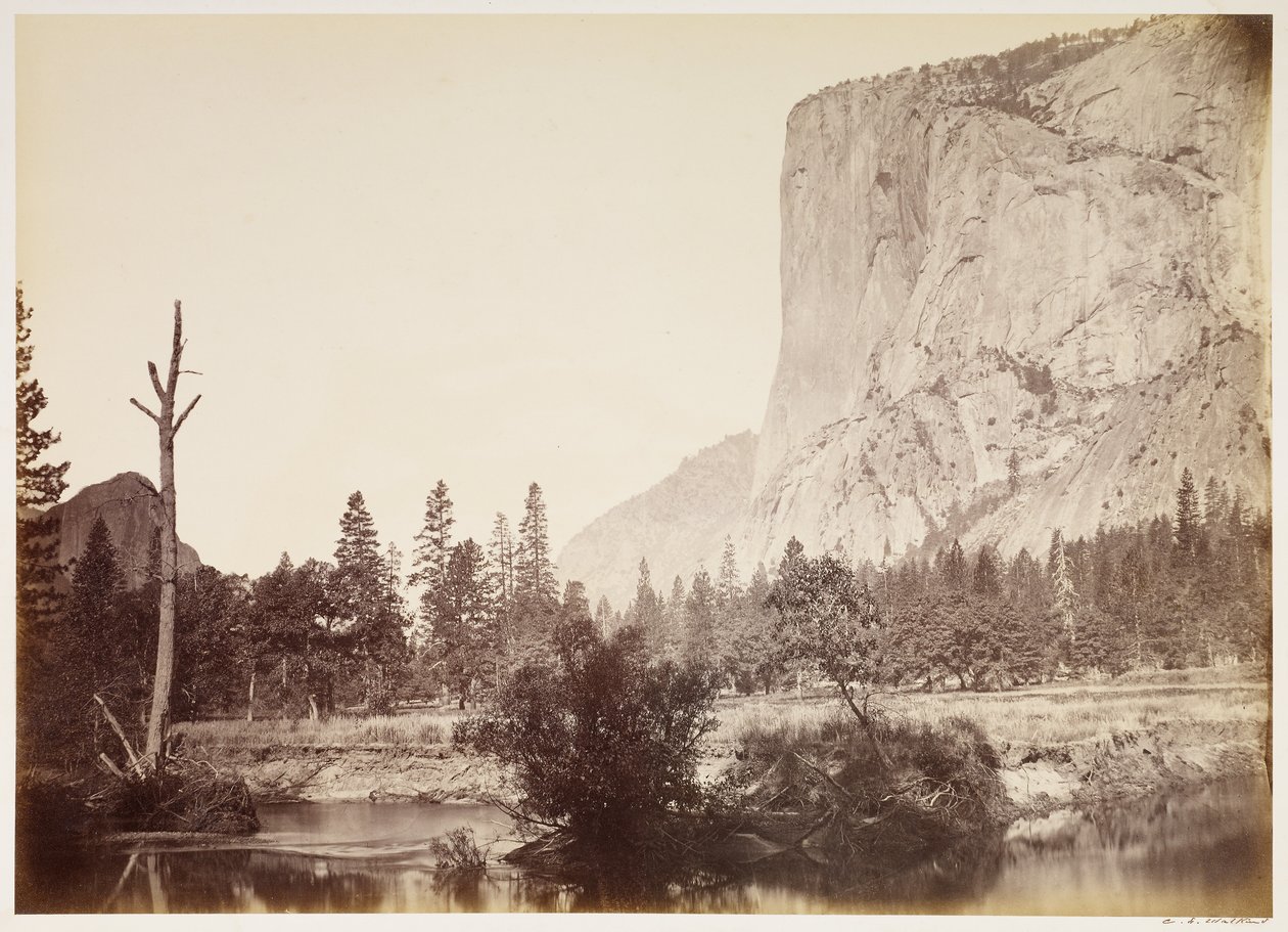 El Capitan, 3600 voet, Yosemite door Carleton Watkins