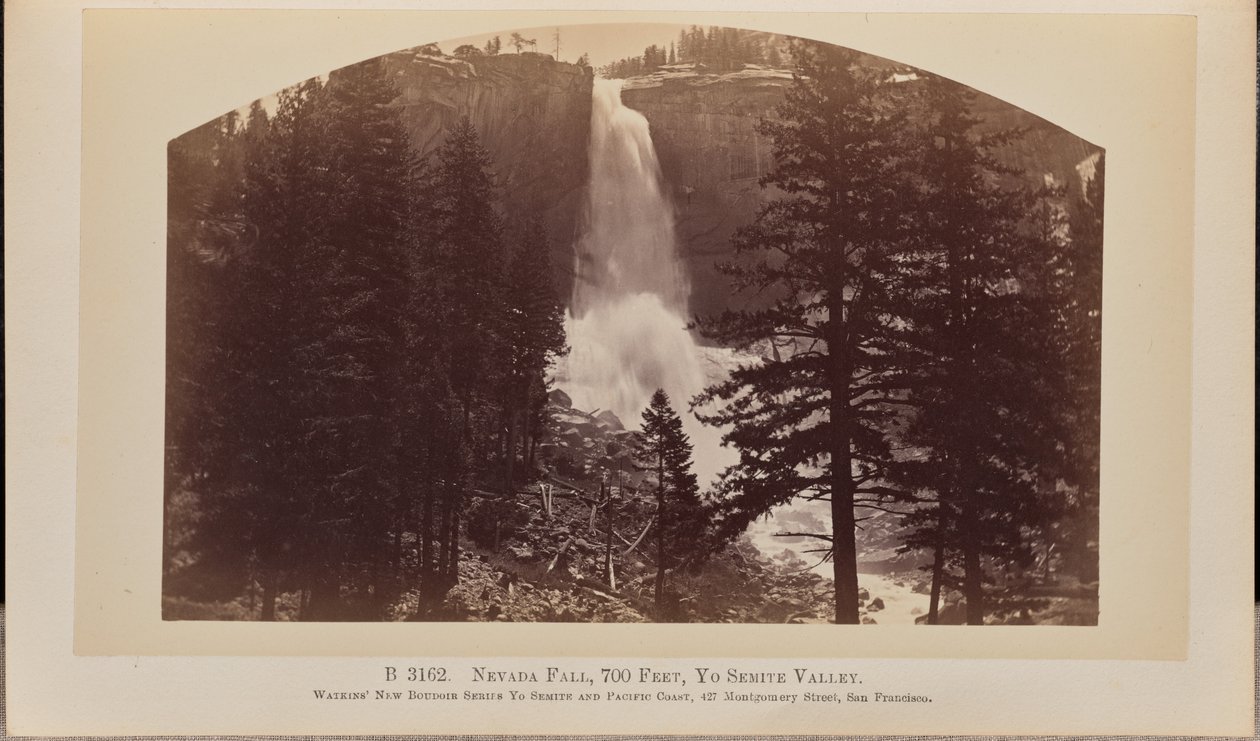Nevadawaterval, 700 voet, Yosemite Valley door Carleton Watkins