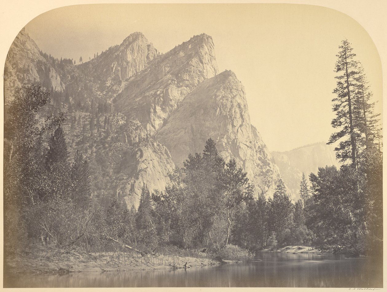 Pompompasus - Drie broers. 4480 ft. Yosemite door Carleton Watkins