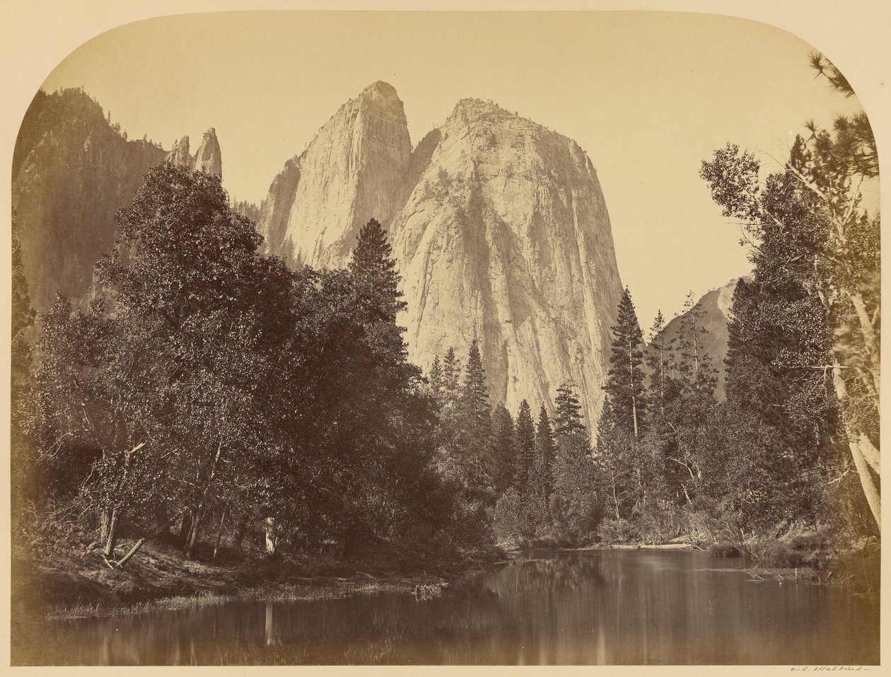 Uitzicht op de rivier - Cathedral Rocks door Carleton Watkins