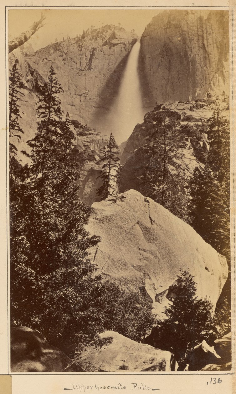 Bovenste Yosemitewatervallen door Carleton Watkins