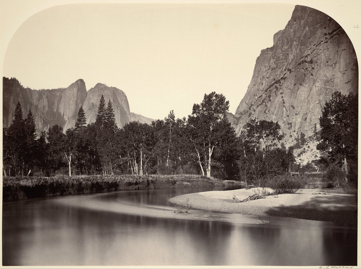 Uitzicht vanaf Camp Grove, Yosemite door Carleton Watkins