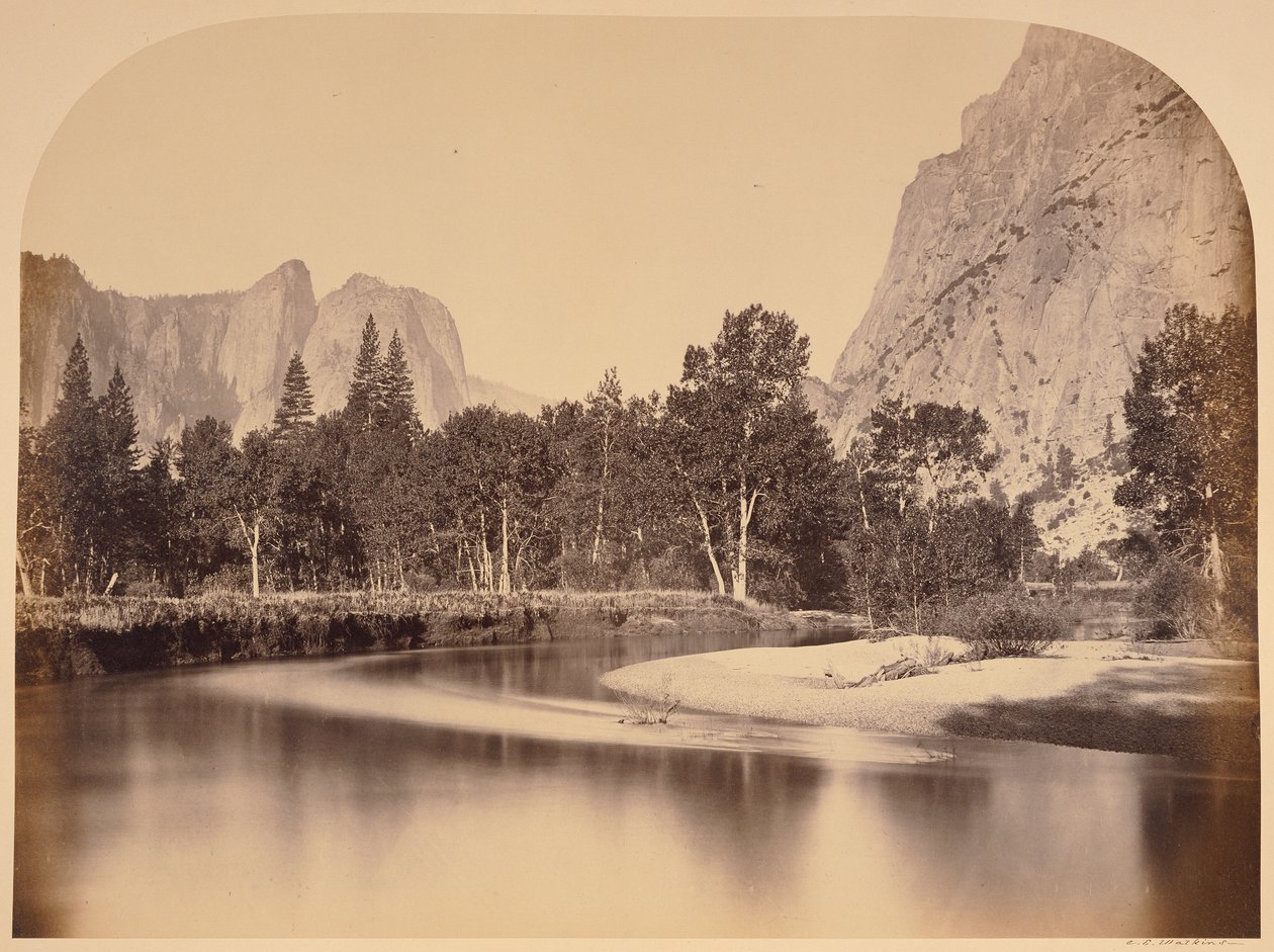 Uitzicht vanaf Camp Grove het dal in - Yo Semite door Carleton Watkins