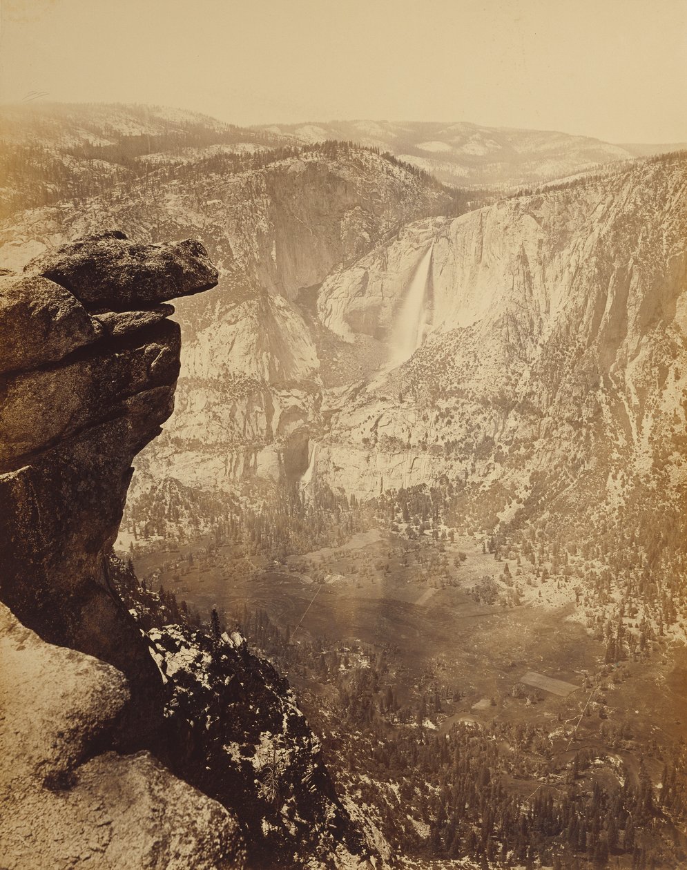 Yosemitewatervallen vanaf Glacier Point door Carleton Watkins