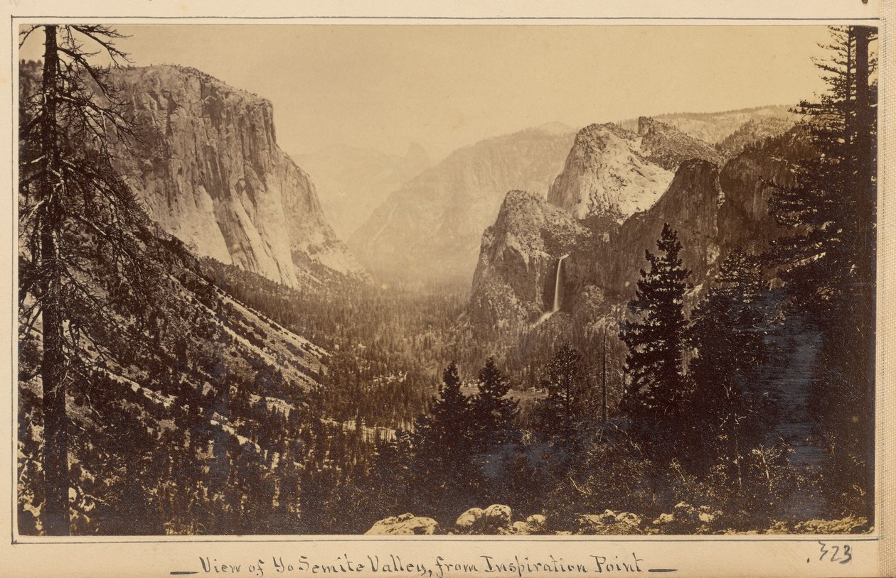 Yosemitevallei vanaf het Mariposa-pad door Carleton Watkins