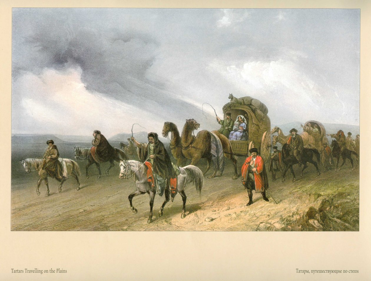 Karlo Bossoli. Tataren, reizend door de steppe door Carlo Bossoli