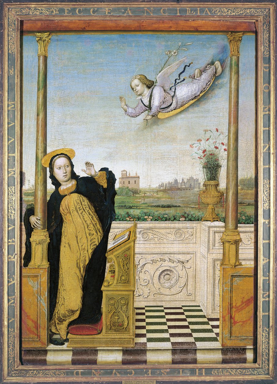 Drieluik, centraal paneel: de Aankondiging door Carlo Braccesco