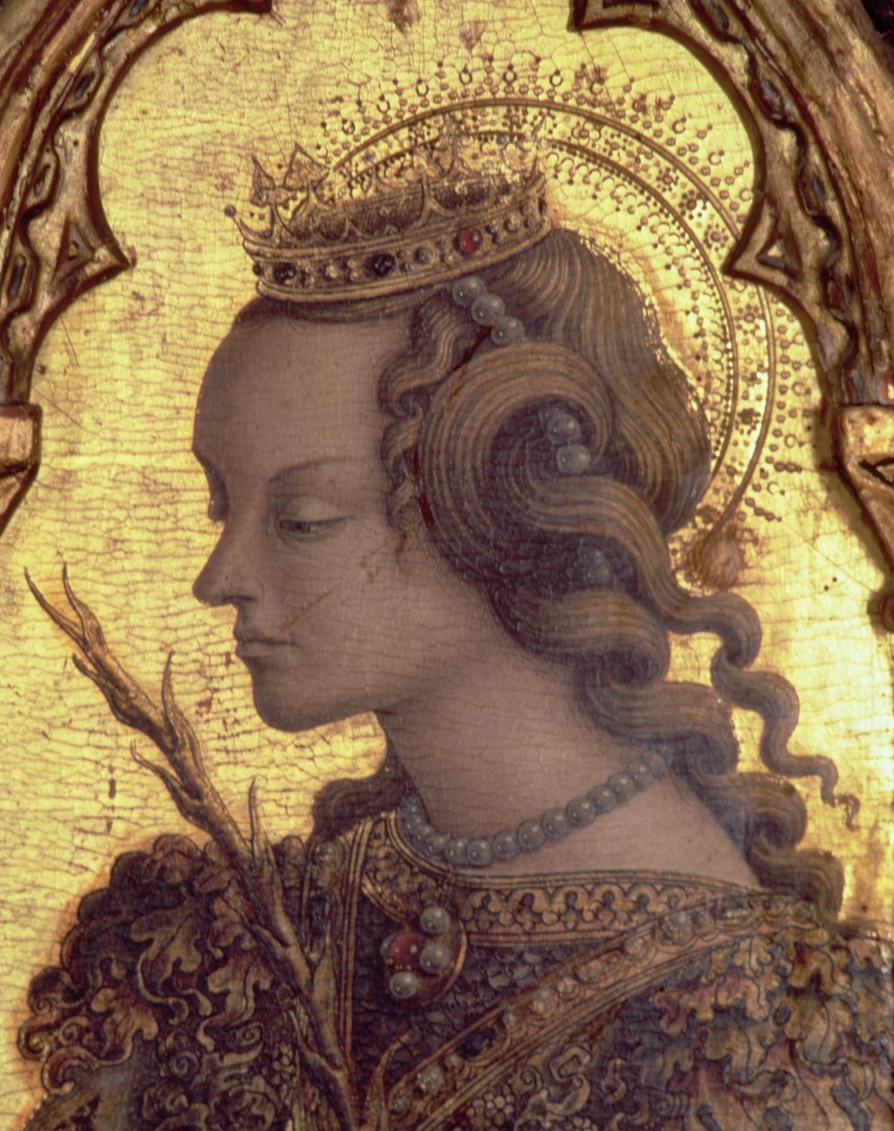 St. Catharina van Alexandrië, detail van het San Martino polyptiek door Carlo Crivelli