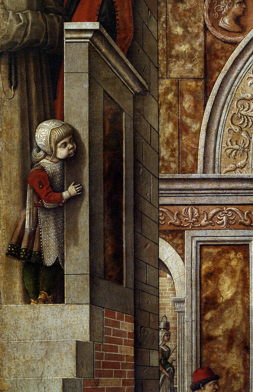 De Annunciatie met St. Emidius, 1486 (detail) door Carlo Crivelli