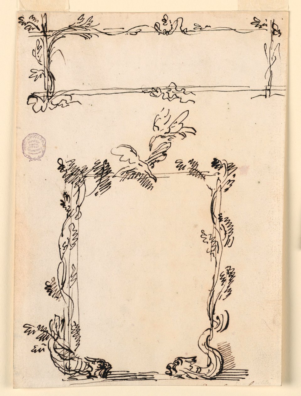Twee schetsen voor cartouches door Carlo Marchionni