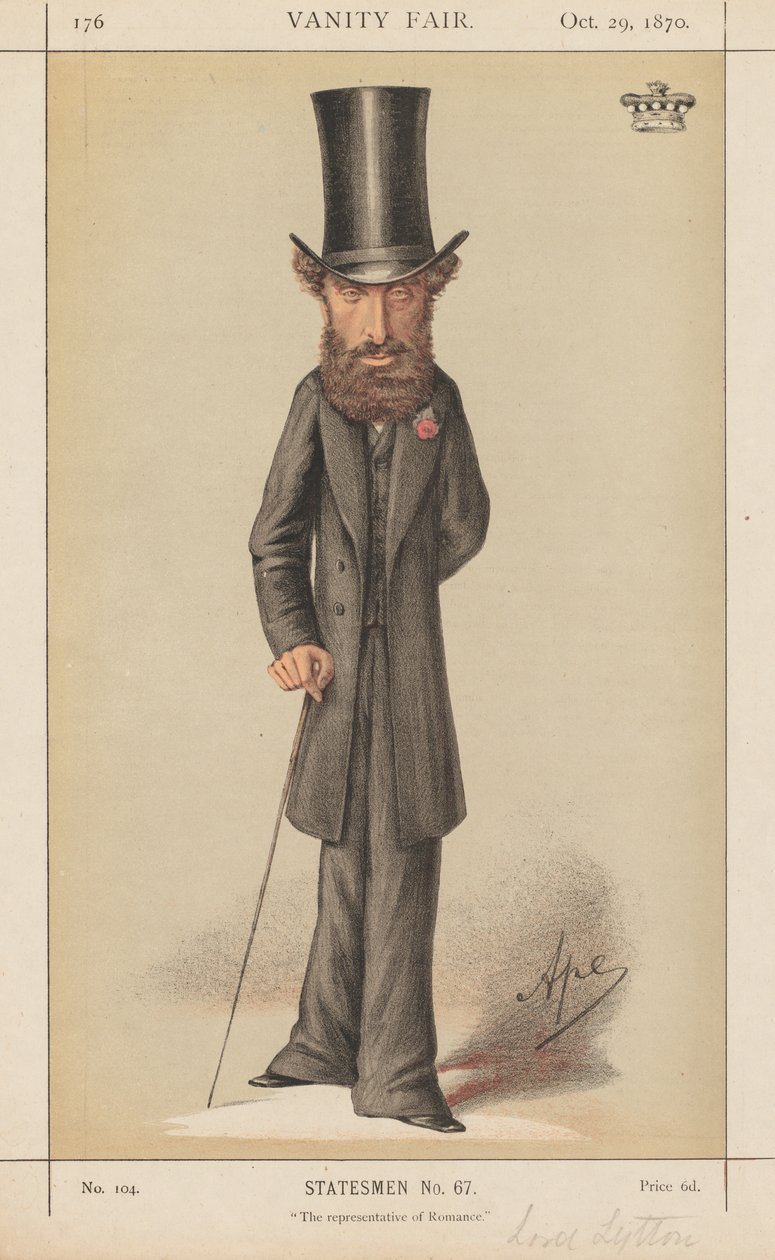 Vanity Fair: Staatslieden Nr. 67 De vertegenwoordiger van Romantiek, 1870 door Carlo