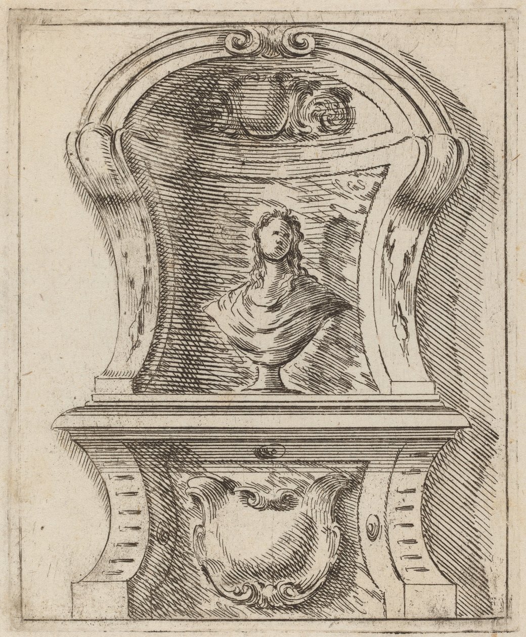 Architectonisch Motief met een Buste door Carlo Antonio Buffagnotti