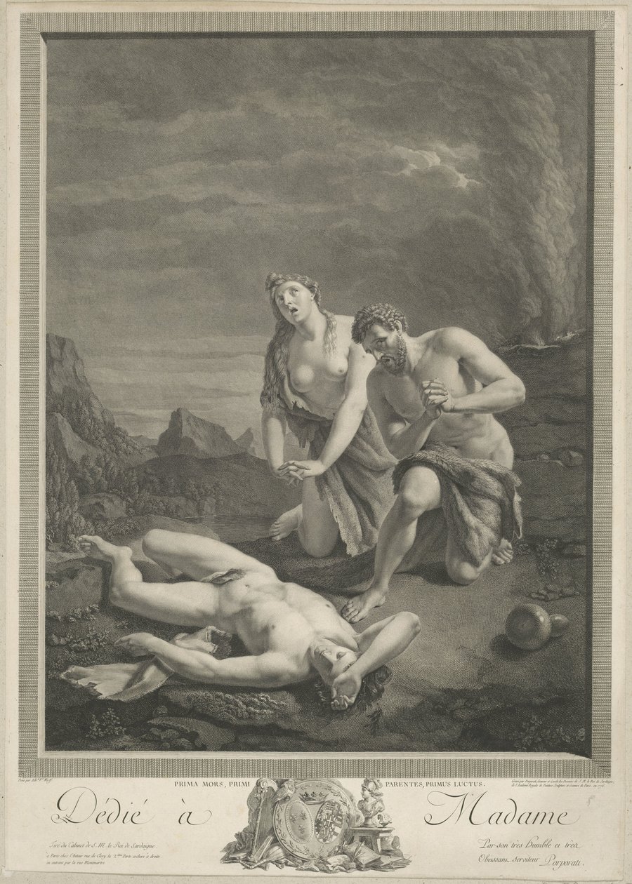 Adam en Eva bij het lijk van Abel door Carlo Antonio Porporati